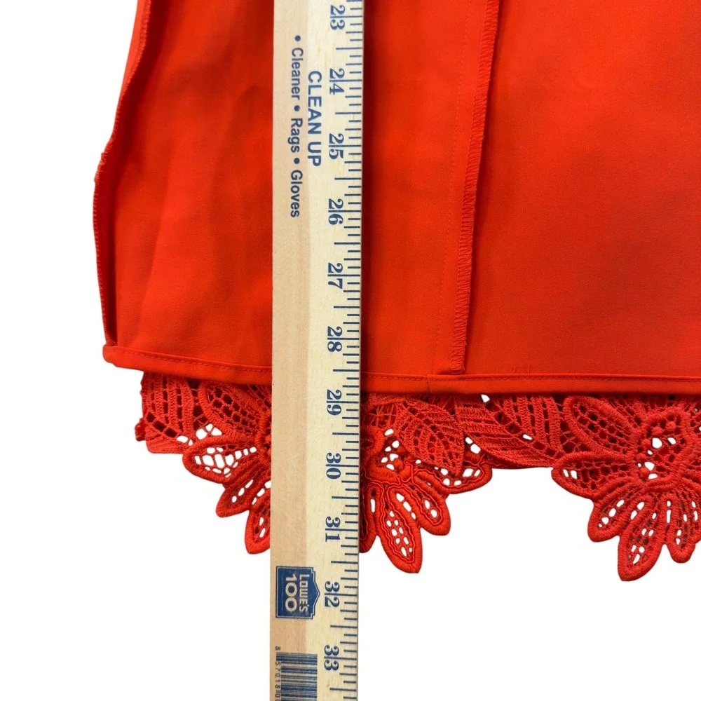 Free‎ People Fiesta Red Lace Dusk Dress Womens Size 2 Floral Lace Off Shoulder